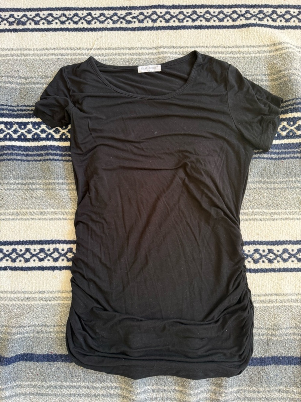 Smallshow Maternity Black Scoop Neck Short Sleeve Top Size Small
